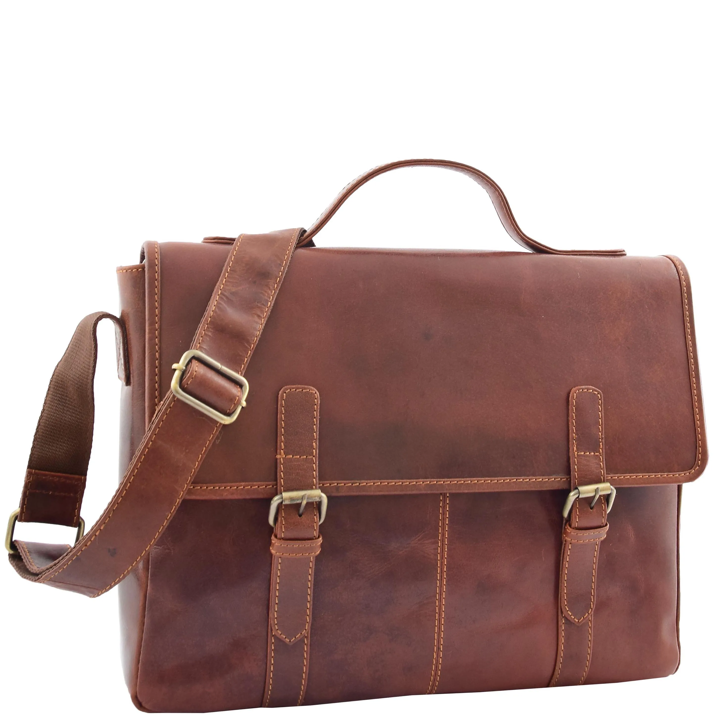 Mens Genuine Leather Briefcase Satchel Laptop Business Bag Major Brown