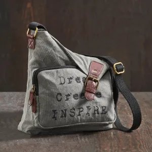 Mona B Upcycled Canvas Messenger Crossbody Bag with Stylish Design for Men and Women: Dream