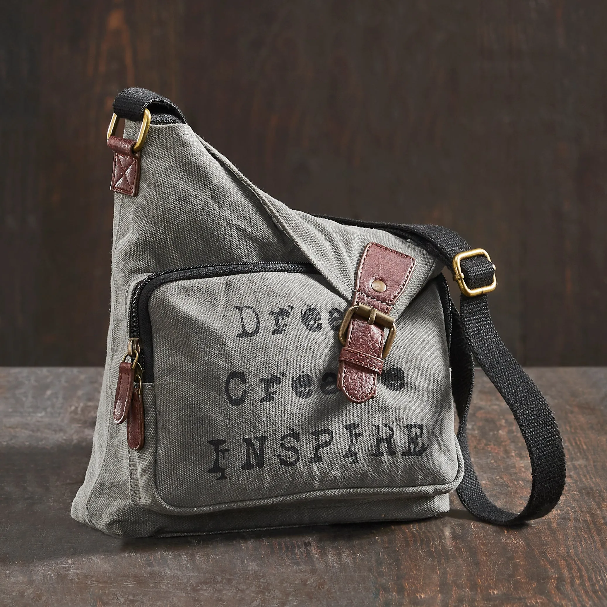 Mona B Upcycled Canvas Messenger Crossbody Bag with Stylish Design for Men and Women: Dream