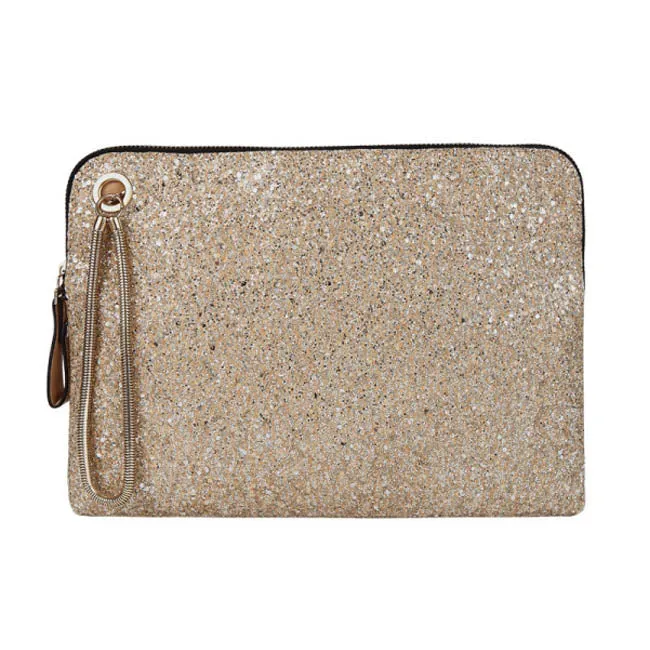 Monroe Glitter Clutch Crossbody Purse in Nude