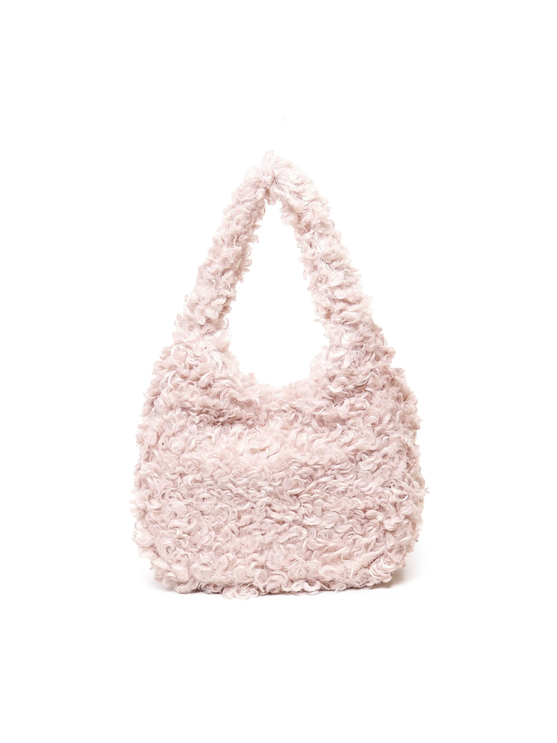 Pale Pink Vegan Teddy Hobo Bag