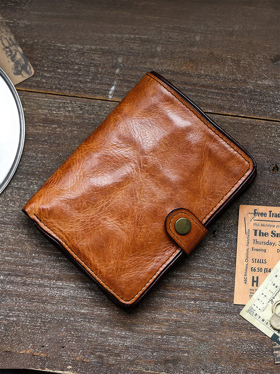 Retro Handmade Distressed Effect Men's Leather Wallet With Zip