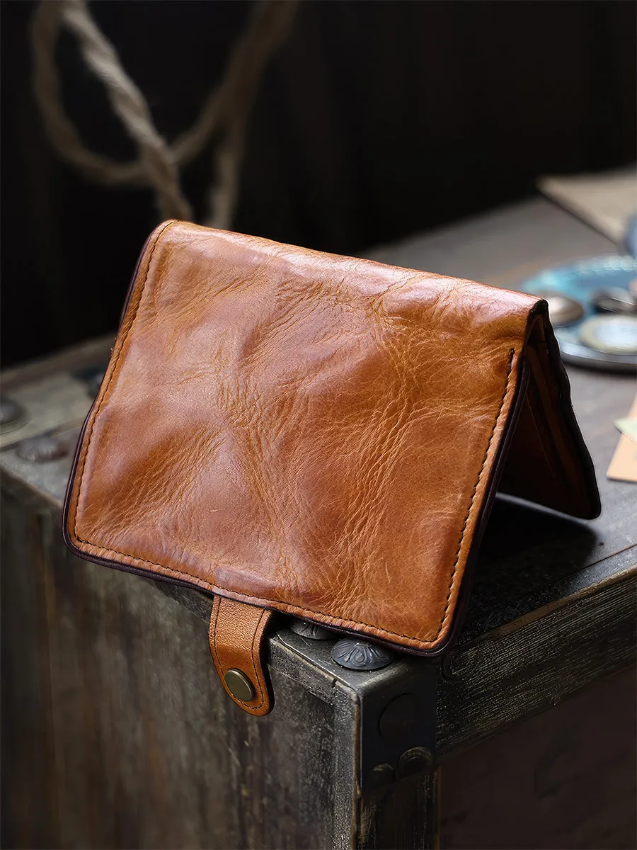 Retro Handmade Distressed Effect Men's Leather Wallet With Zip