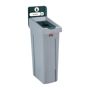 Rubbermaid Slim Jim Glass Recycling Station Green 87Ltr