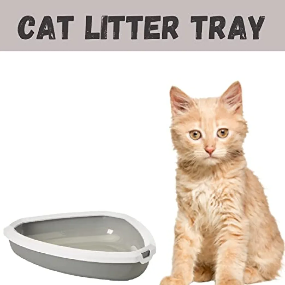 Savic Rincon Corner Litter Tray with Rim for Cats (Cold Grey)