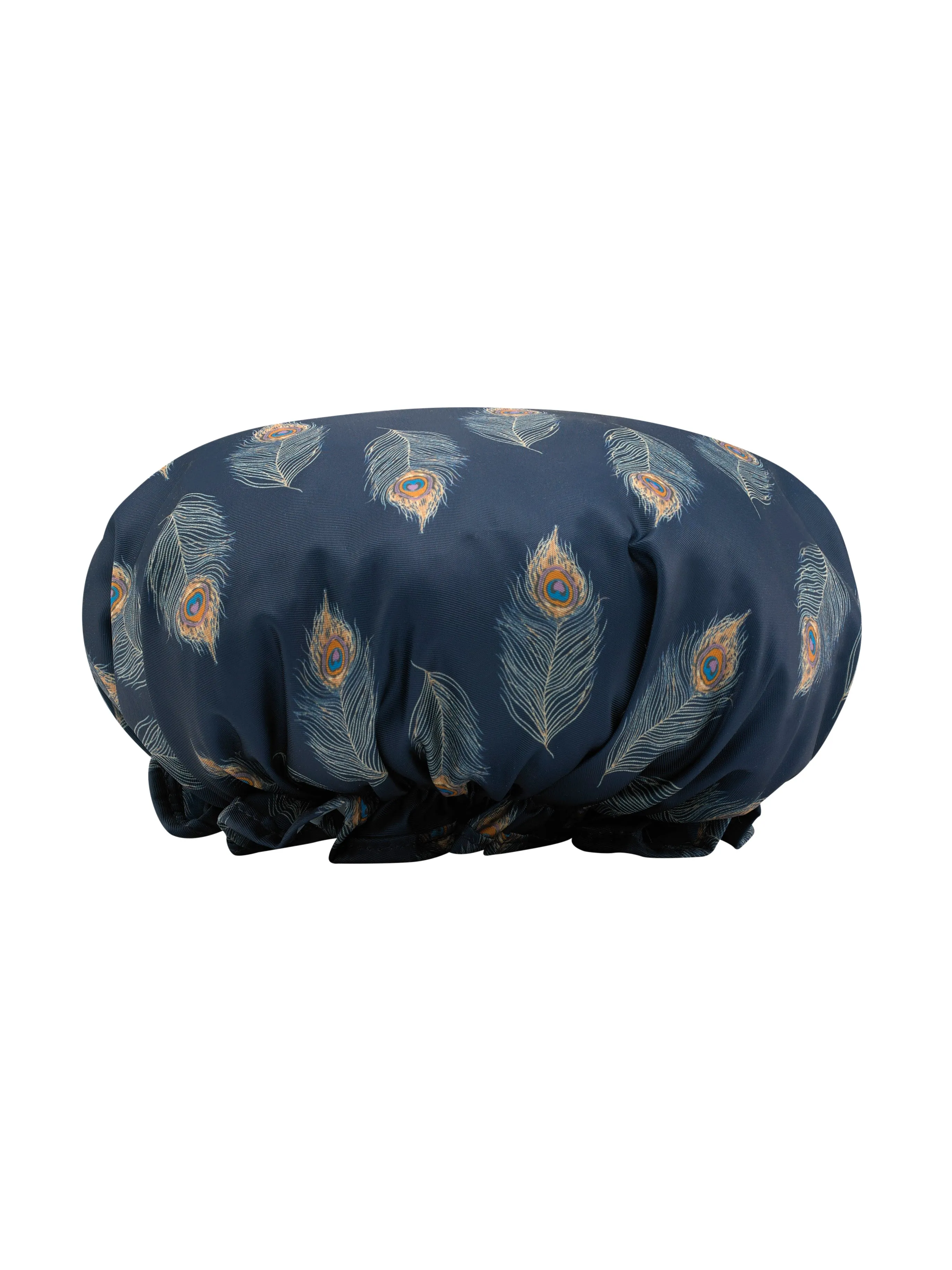 Shower Cap Navy Gold Peacock