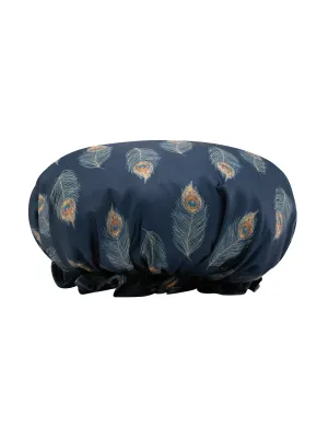 Shower Cap Navy Gold Peacock