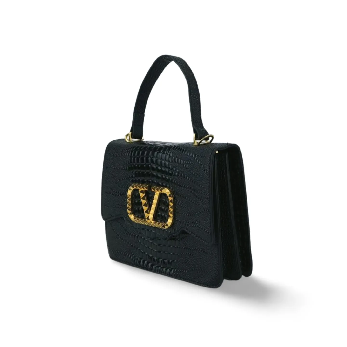 Sophisticated Two-in-One Crock Skin Handbag with Detachable Pouch