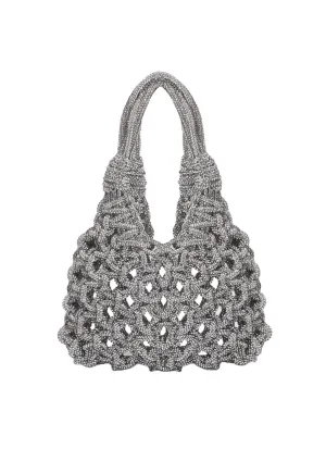 Vannifique Mini Crystal-Studded Woven Handbag