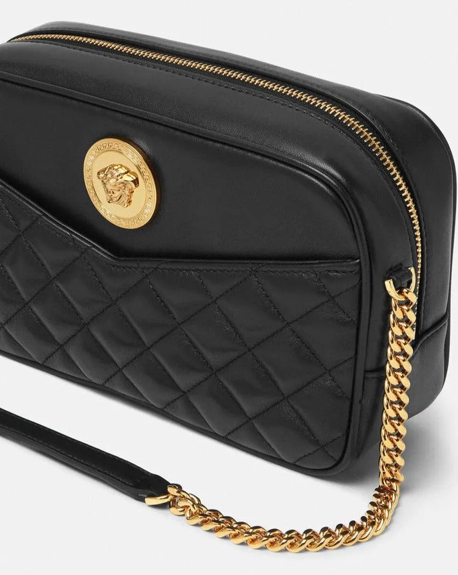 Versace Quilted Medusa Medium Icon Crossbody Bag Black