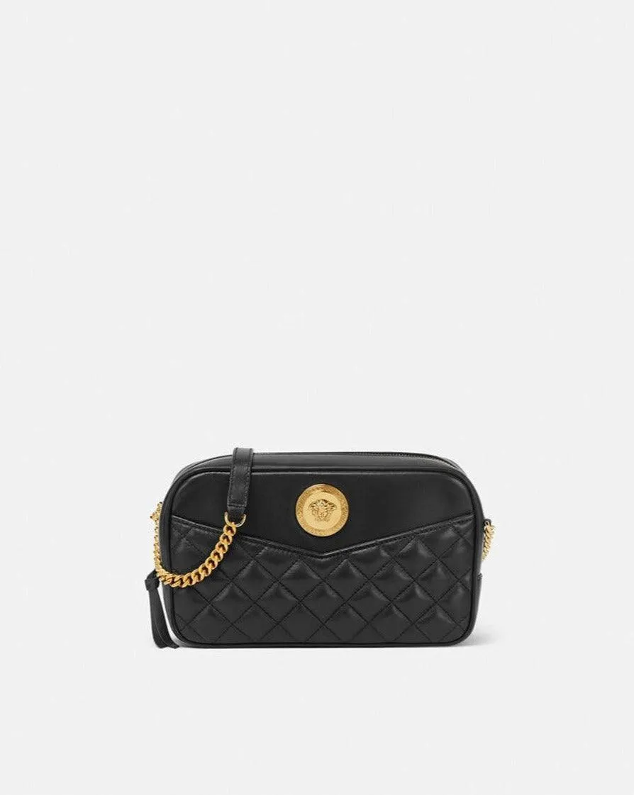 Versace Quilted Medusa Medium Icon Crossbody Bag Black