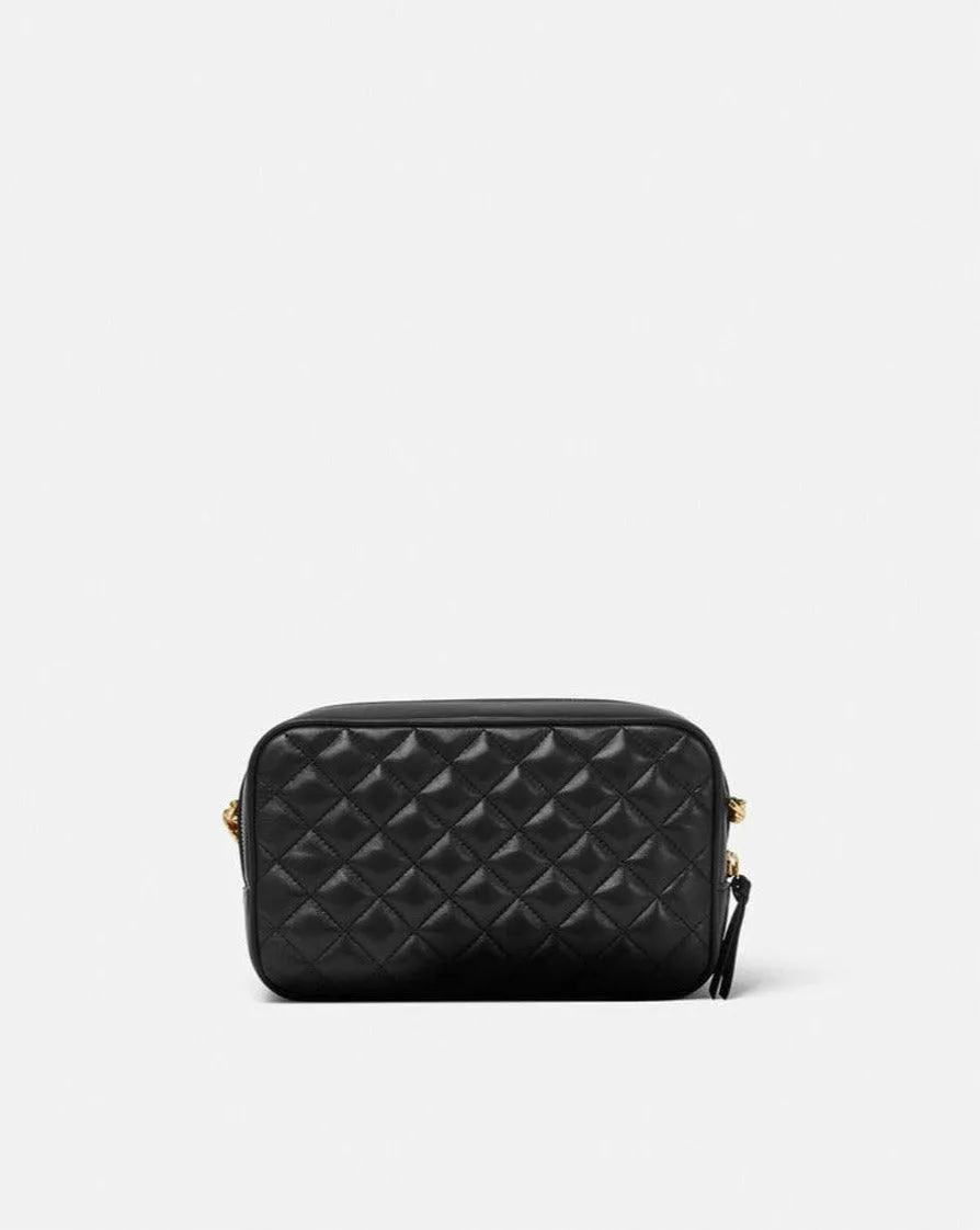 Versace Quilted Medusa Medium Icon Crossbody Bag Black