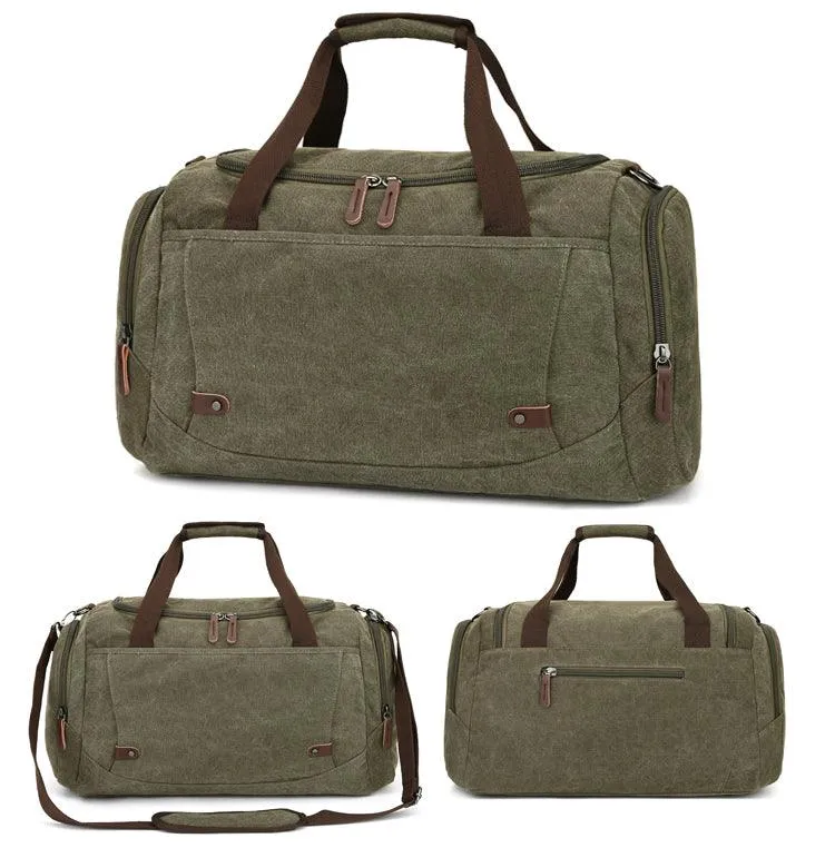 Vintage Canvas Large Capacity Travel Bag-Green