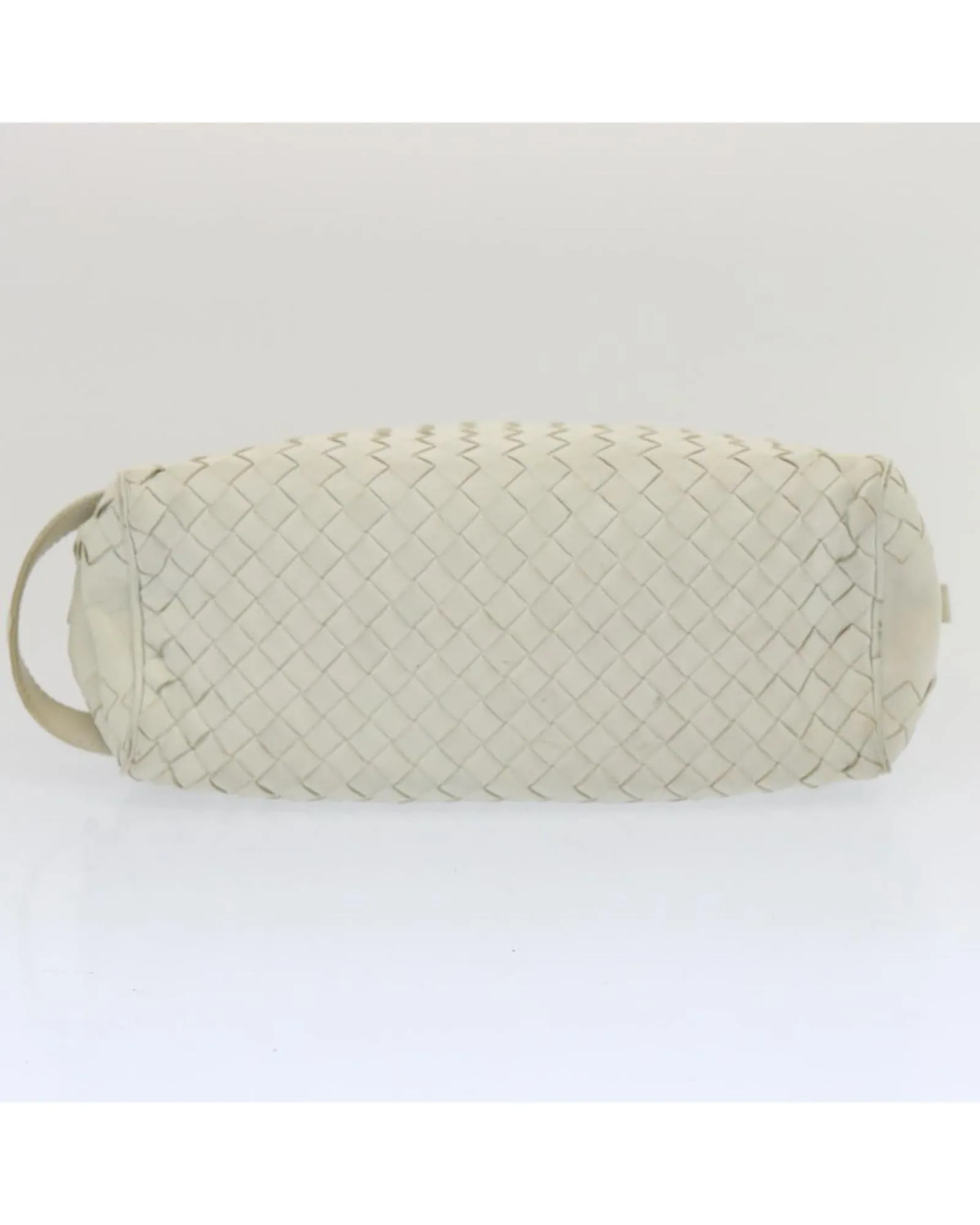 White Leather Intrecciato Clutch Bag with Authenticity