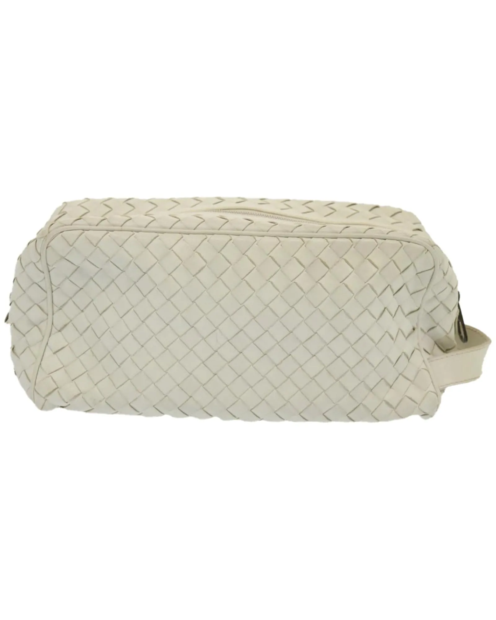 White Leather Intrecciato Clutch Bag with Authenticity