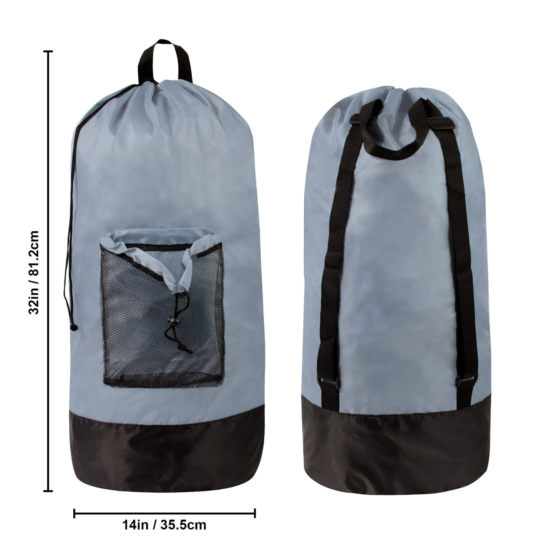 Wholesale Laundry Bag Backpack with Front Mesh Pocket - Grey