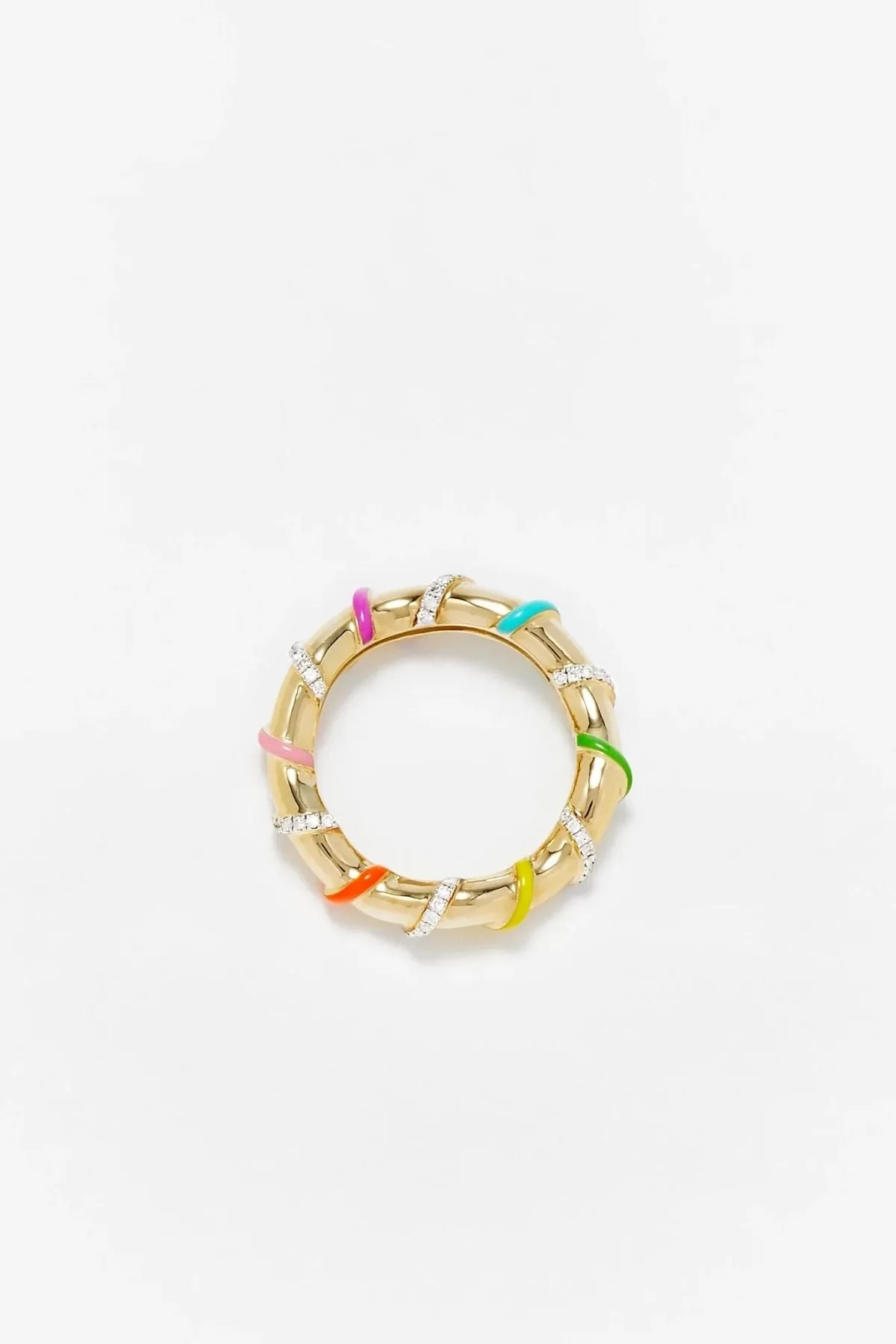 Yvonne Léon Twisted Rainbow Ring - Yellow Gold Multi